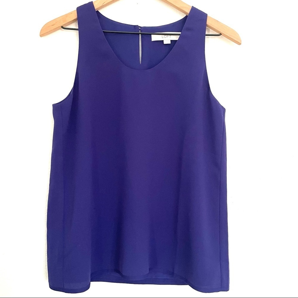 LOFT Sleeveless Flowy Camisole Slip Blouse Royal Blue Size XS